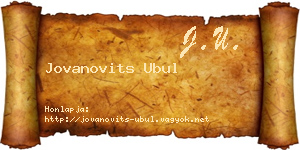 Jovanovits Ubul névjegykártya